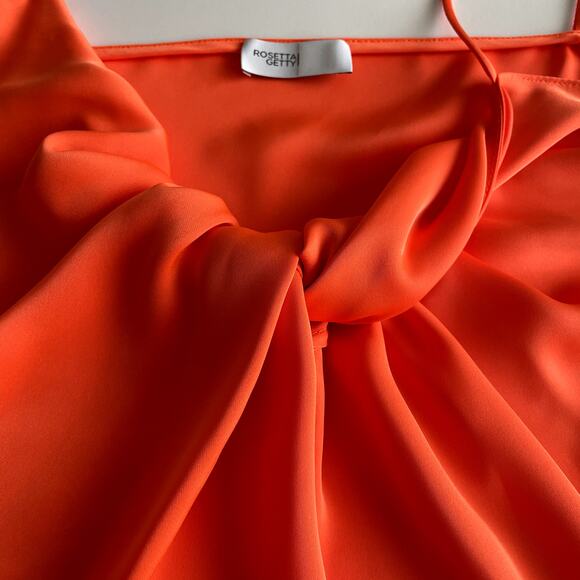 NWT Rosetta Getty Twist Front Slip Dress Size 10 Orange Fluid Satin - Picture 7 of 16